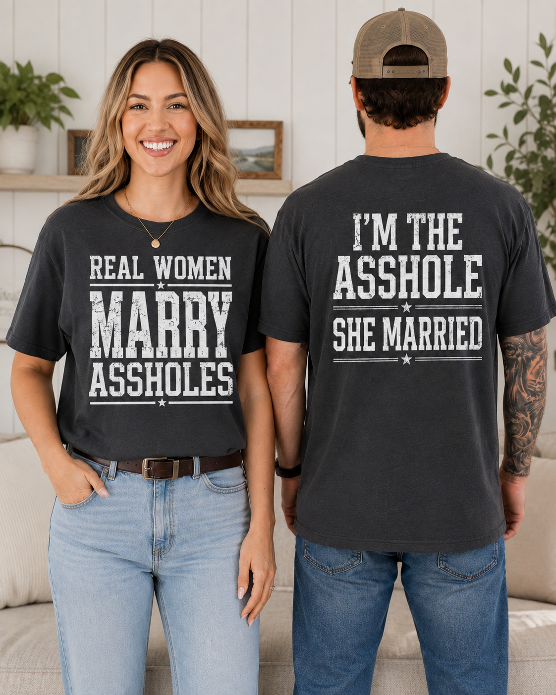 Custom Quote Couple Shirts, Personalized Husband Wife T-Shirts, Matching Married Couple Tees, Sarcastic His and Hers Shirt Set