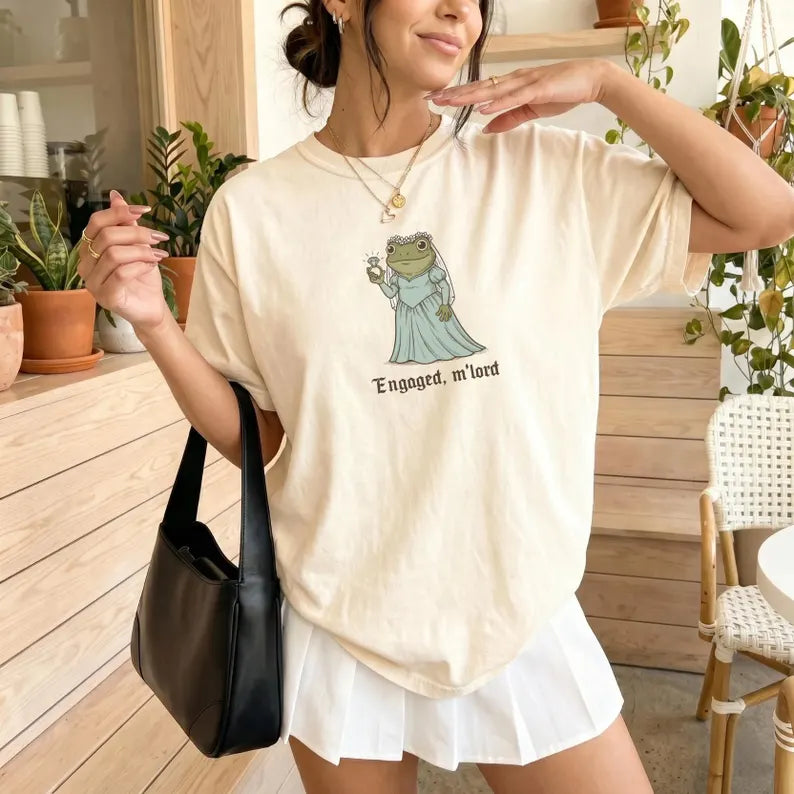 Funny Frog Engagement Shirts, Matching Fiancé and Fiancée Tees, Medieval Couple Announcement Gift