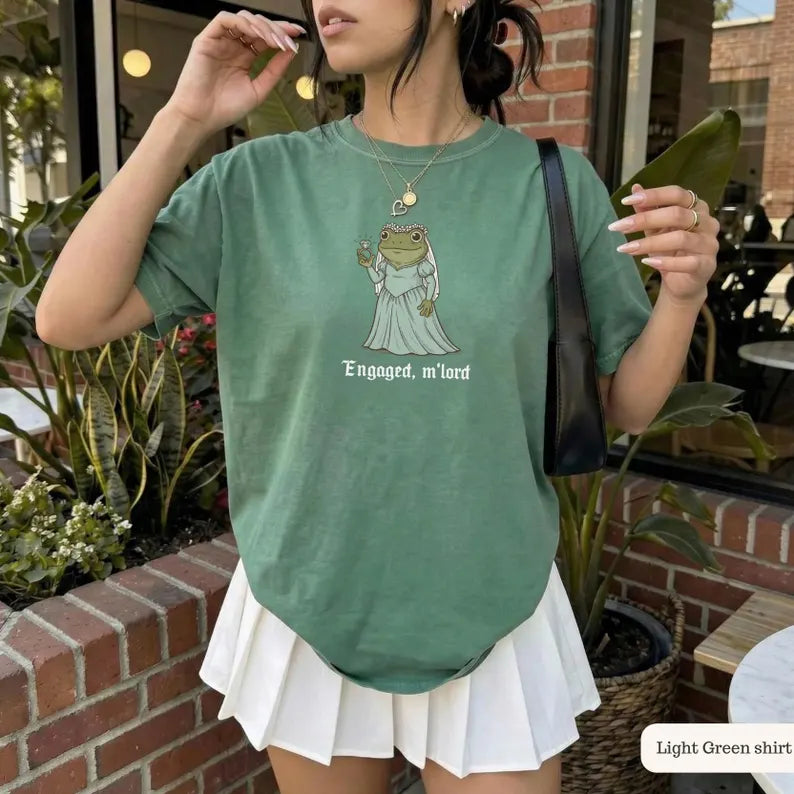 Funny Frog Engagement Shirts, Matching Fiancé and Fiancée Tees, Medieval Couple Announcement Gift