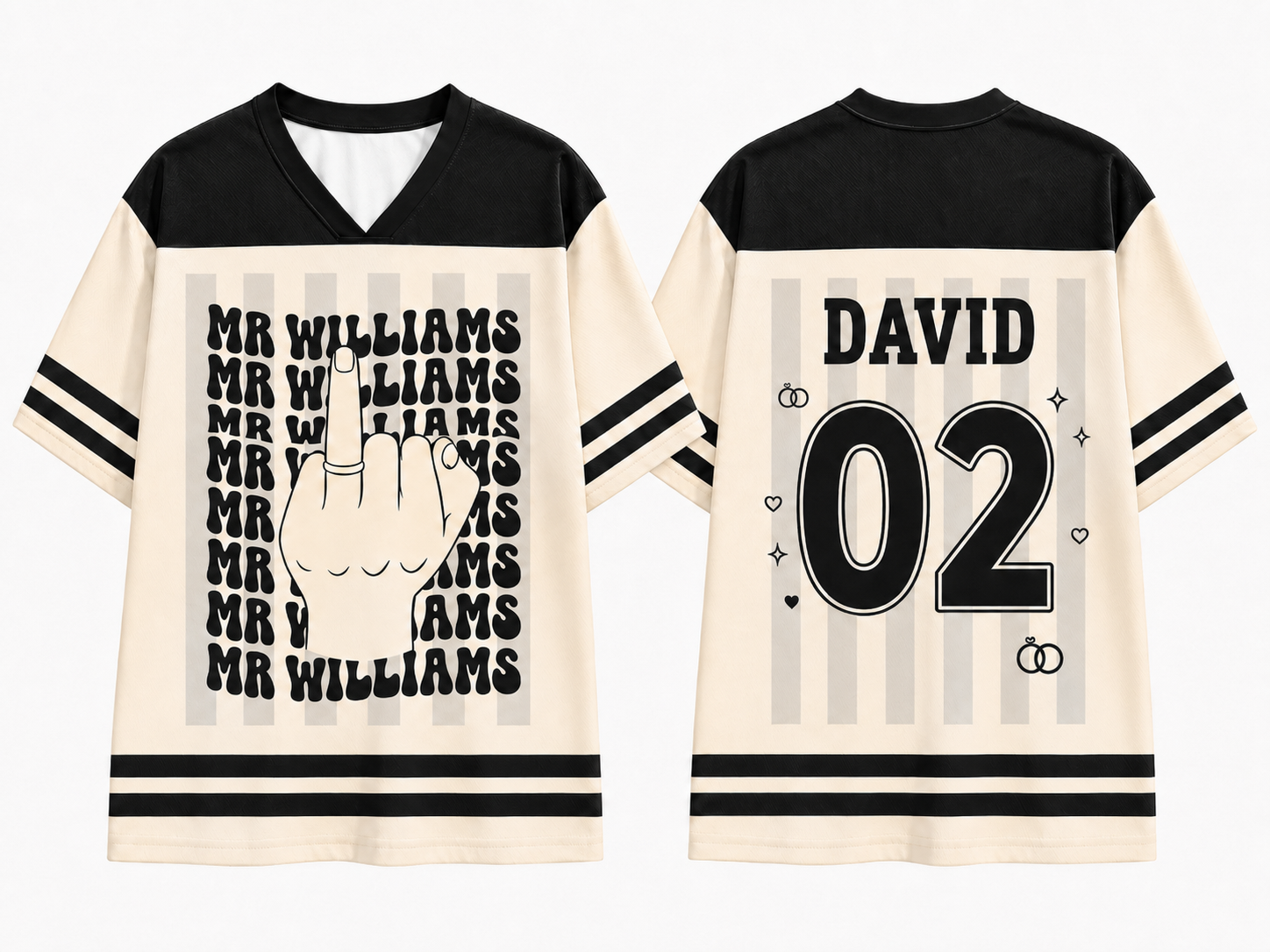Personalized  Mr & Mrs Jersey Shirt With Name, Number - Gift for Couple, Newly Engaged, Bachelorette Trip, Bridal Shower Gift
