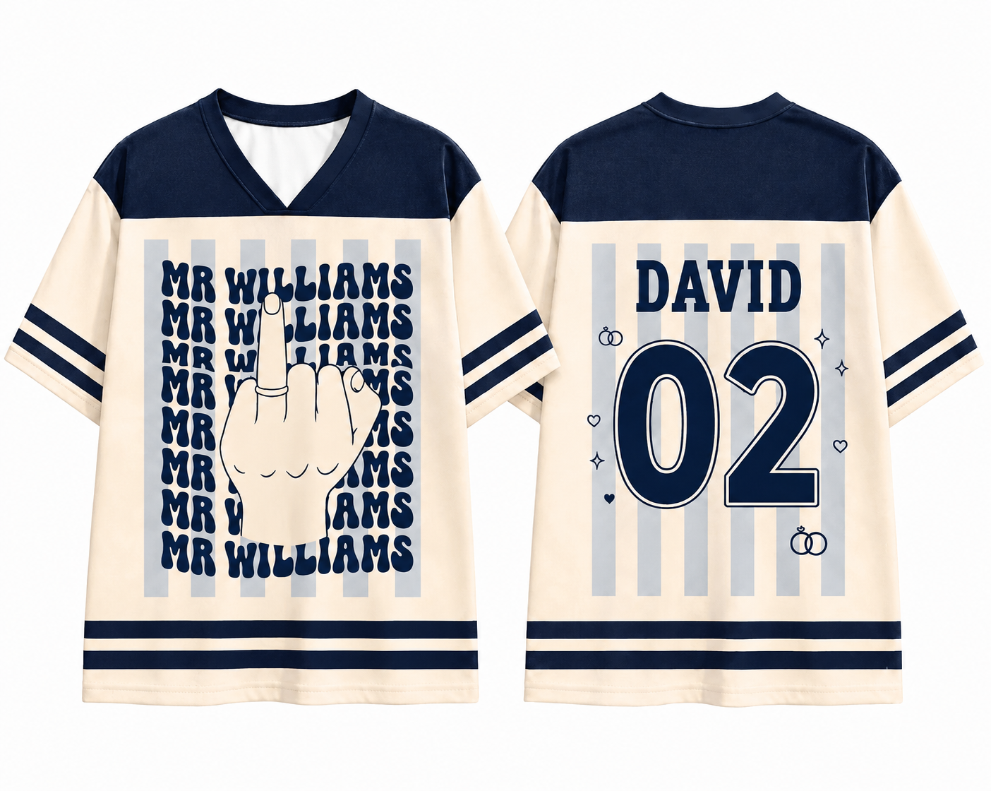 Personalized  Mr & Mrs Jersey Shirt With Name, Number - Gift for Couple, Newly Engaged, Bachelorette Trip, Bridal Shower Gift