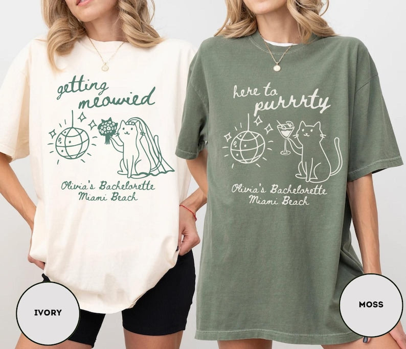 Getting Meowied Bachelorette Shirt Cat Bachelorette Shirt Cat Themed Bach Party Shirts Cat Lovers Wedding Shirts Cat Bridal Party Tees