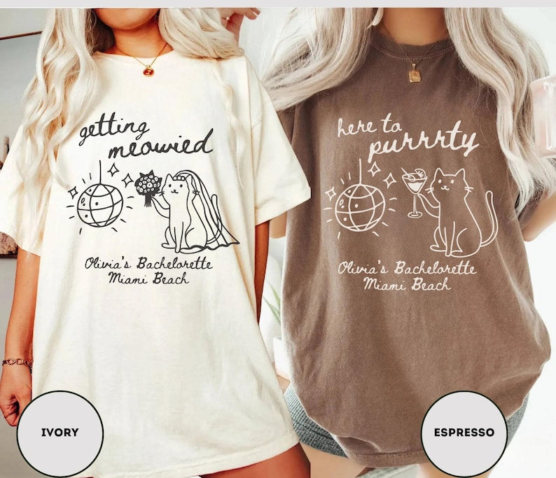 Getting Meowied Bachelorette Shirt Cat Bachelorette Shirt Cat Themed Bach Party Shirts Cat Lovers Wedding Shirts Cat Bridal Party Tees