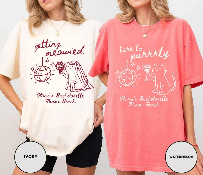 Getting Meowied Bachelorette Shirt Cat Bachelorette Shirt Cat Themed Bach Party Shirts Cat Lovers Wedding Shirts Cat Bridal Party Tees