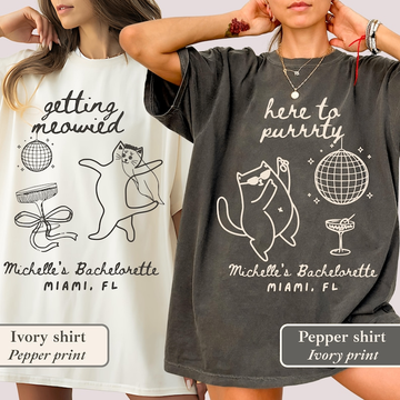 Getting Meowied Bachelorette Shirt: Funny Cat Lovers Bride Party Tee