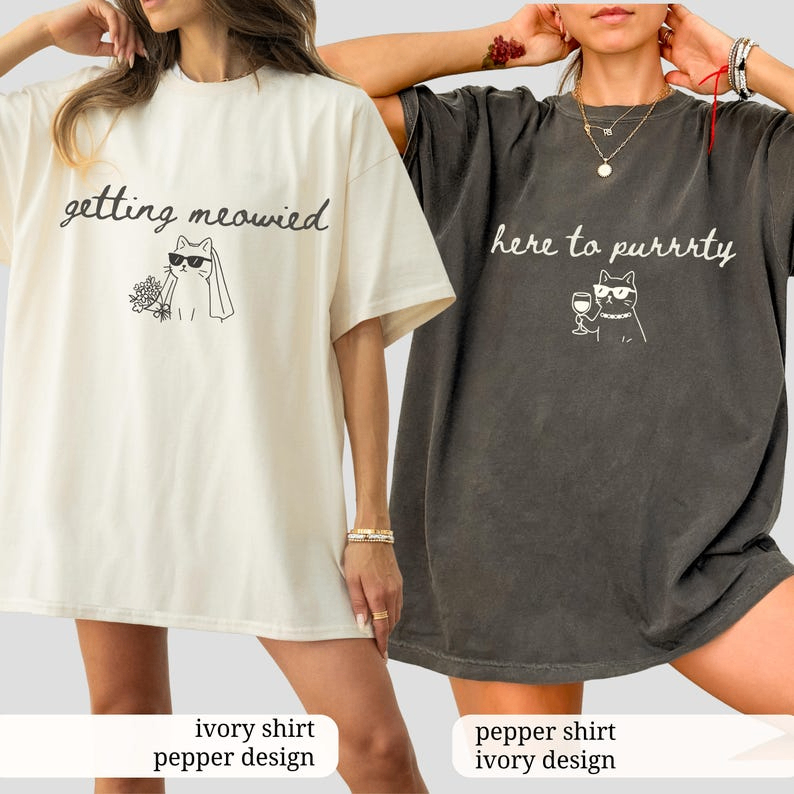 Cat Theme Bachelorette Shirts, Getting Meowied Cat Lover Bachelorette Party Tees