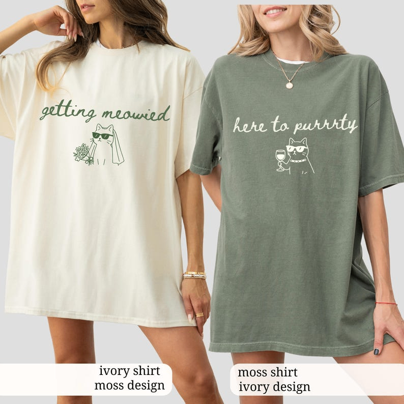 Cat Theme Bachelorette Shirts, Getting Meowied Cat Lover Bachelorette Party Tees