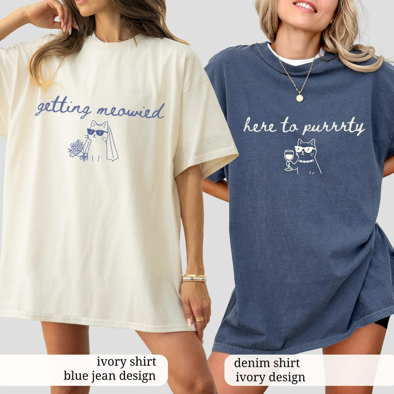 Cat Theme Bachelorette Shirts, Getting Meowied Cat Lover Bachelorette Party Tees