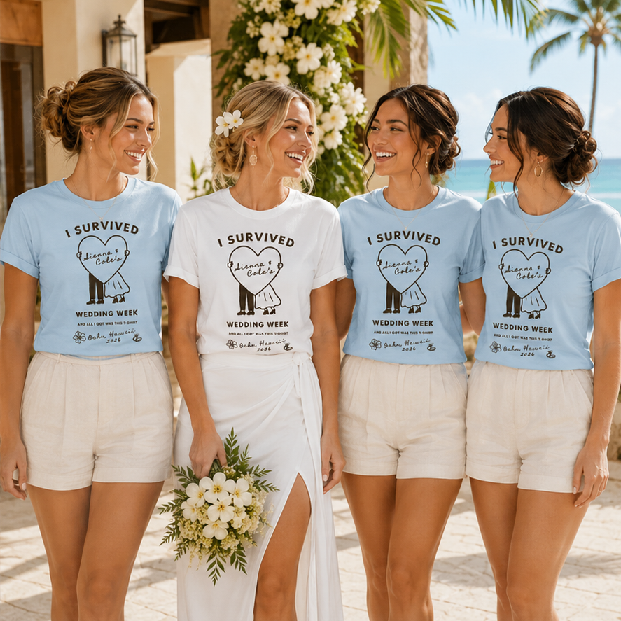 Funny Wedding Week T-Shirt, Custom Couple Names Shirt, Destination Wedding Crew Tee, Bridal Party Shirt, Personalized Wedding Gift