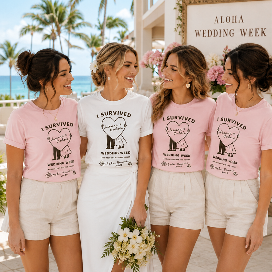 Funny Wedding Week T-Shirt, Custom Couple Names Shirt, Destination Wedding Crew Tee, Bridal Party Shirt, Personalized Wedding Gift
