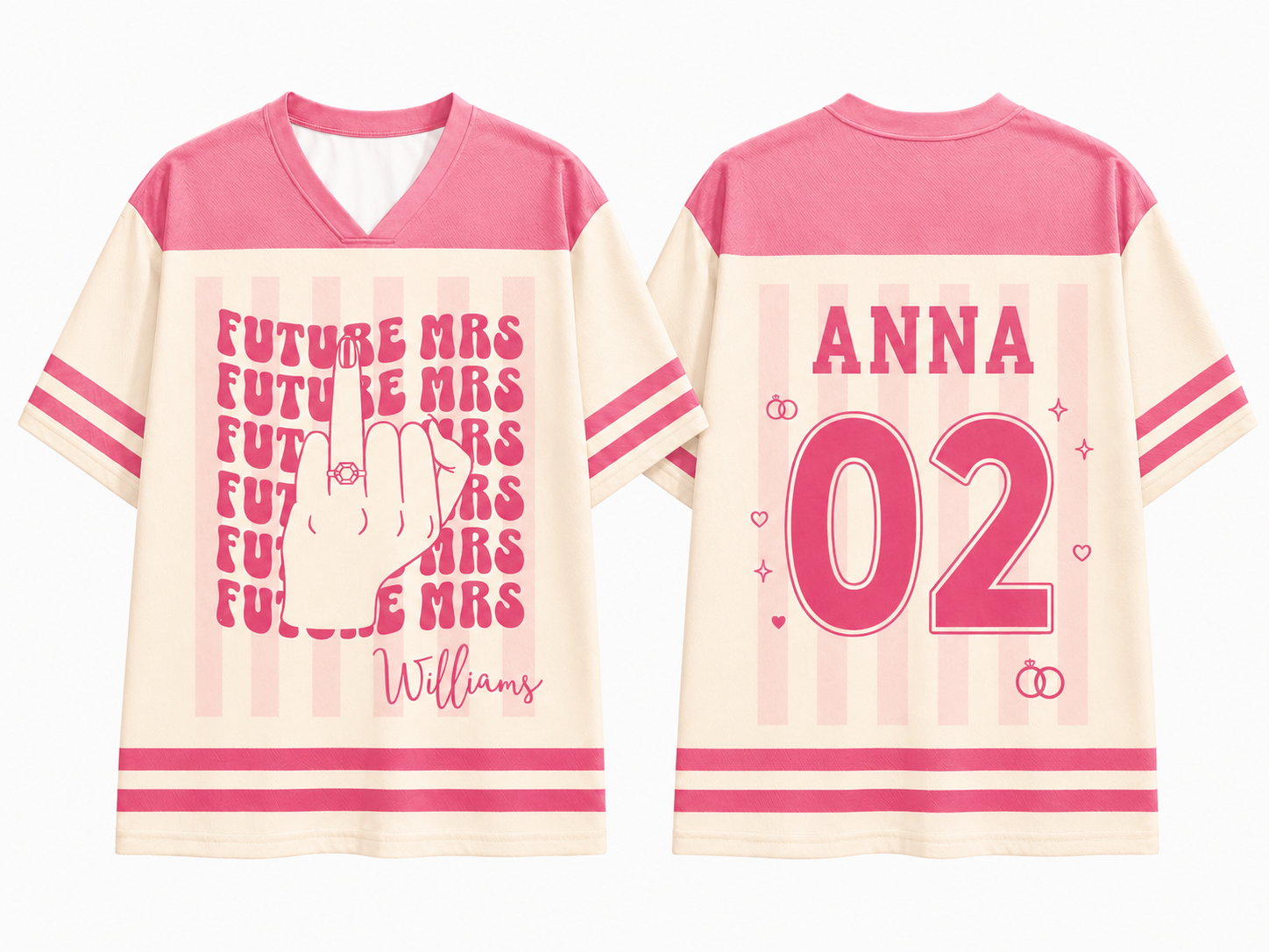 Personalized  Mr & Mrs Jersey Shirt With Name, Number - Gift for Couple, Newly Engaged, Bachelorette Trip, Bridal Shower Gift